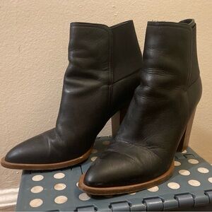 Vince Black Leather Heeled Boots